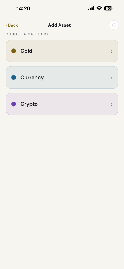Gold, currency and crypto in a single portfolio
