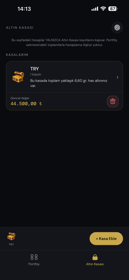 Her para birimi için ayrı kasa: TRY, USD, EUR, GBP